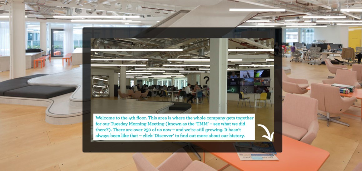 Screenshot from interactive video tour of UKTV offices