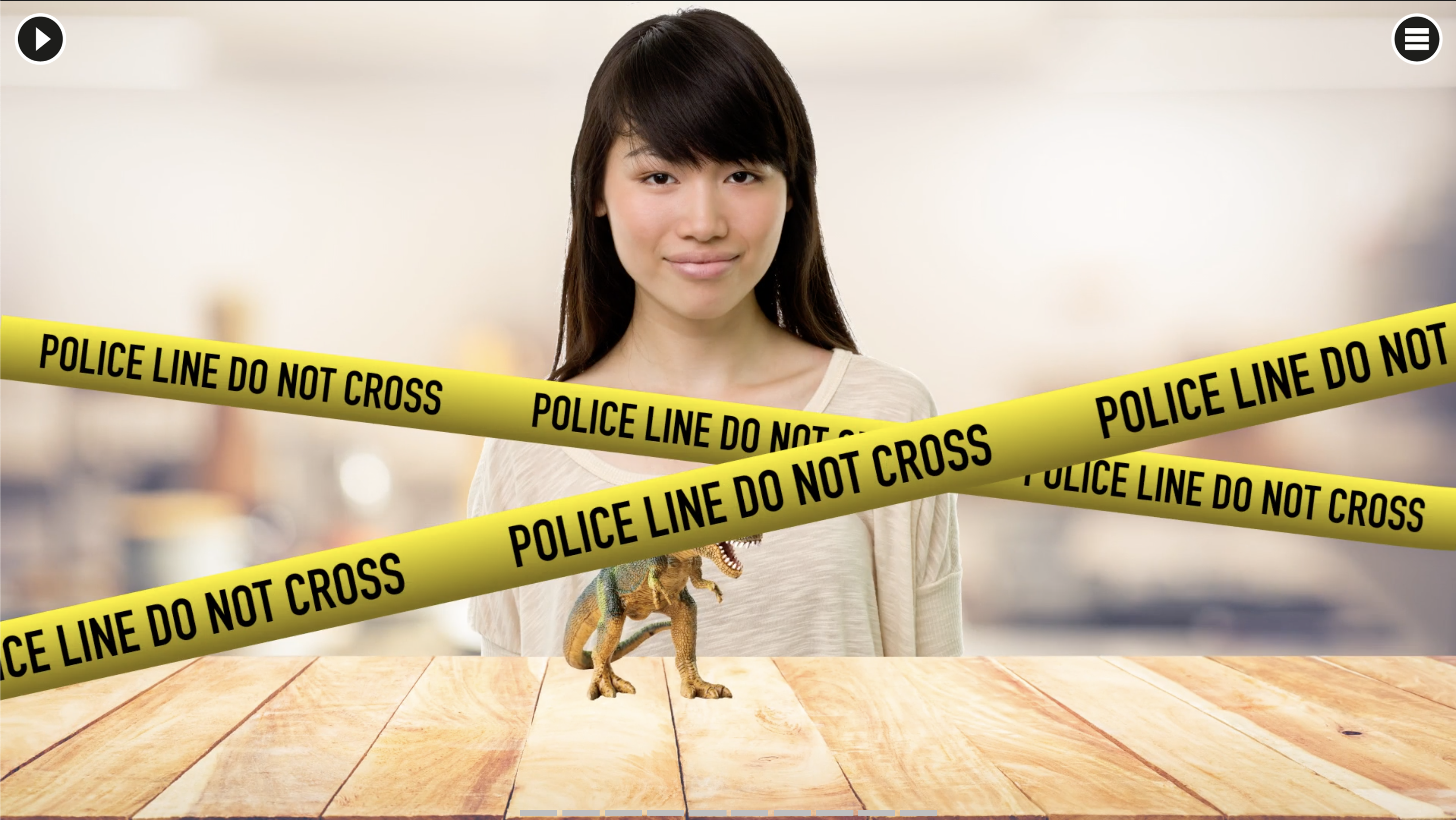 Netflix elearning screen woman with police tape in front
