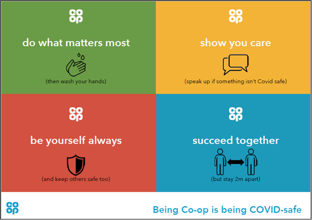 Co-op Covid safety posters aligned to values