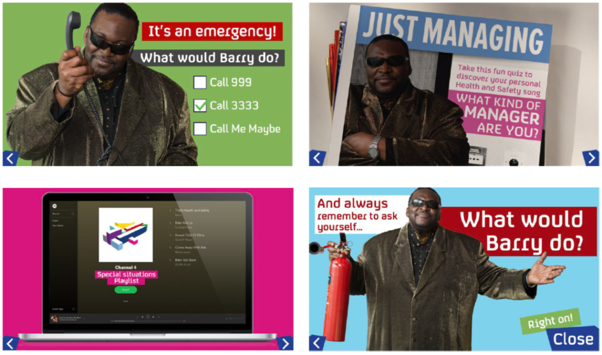 Images from Channel 4 elearning asking What would Barry do