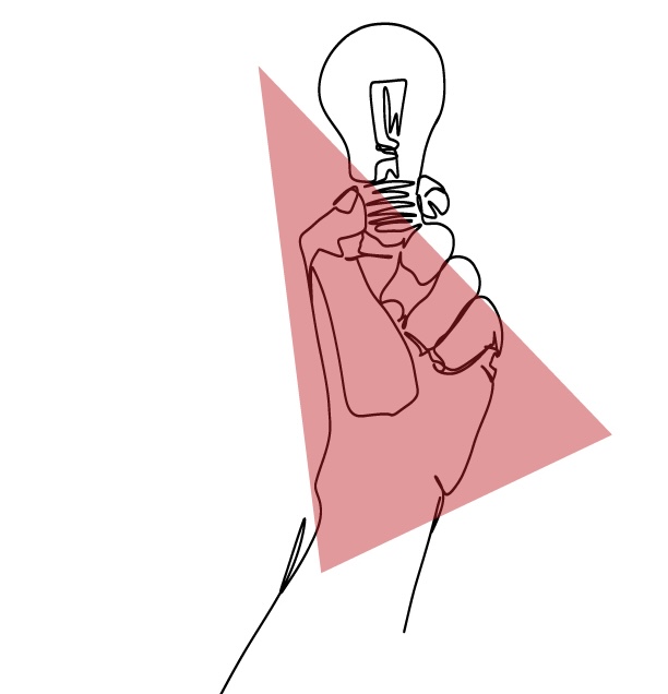 hand holding lightbulb drawing