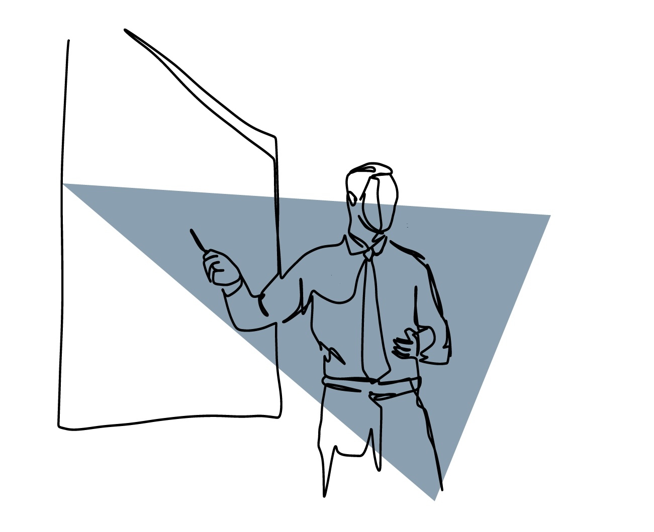 drawing of man leading discussion