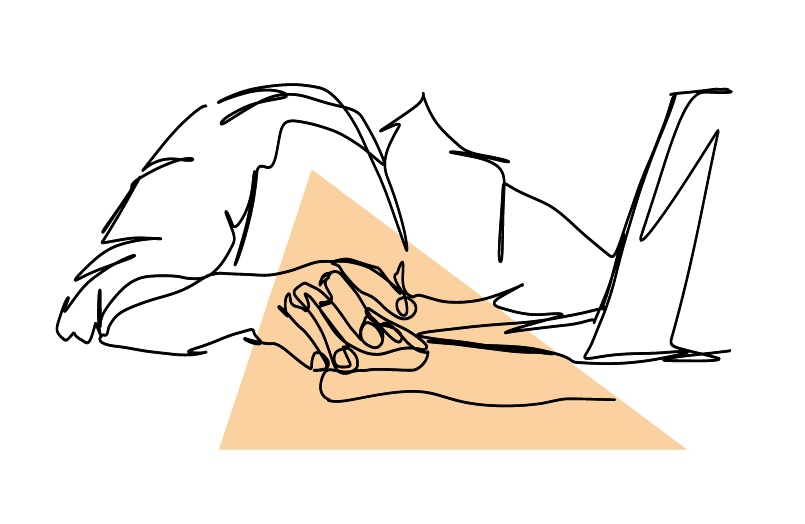 drawing of a person clicking at a screen