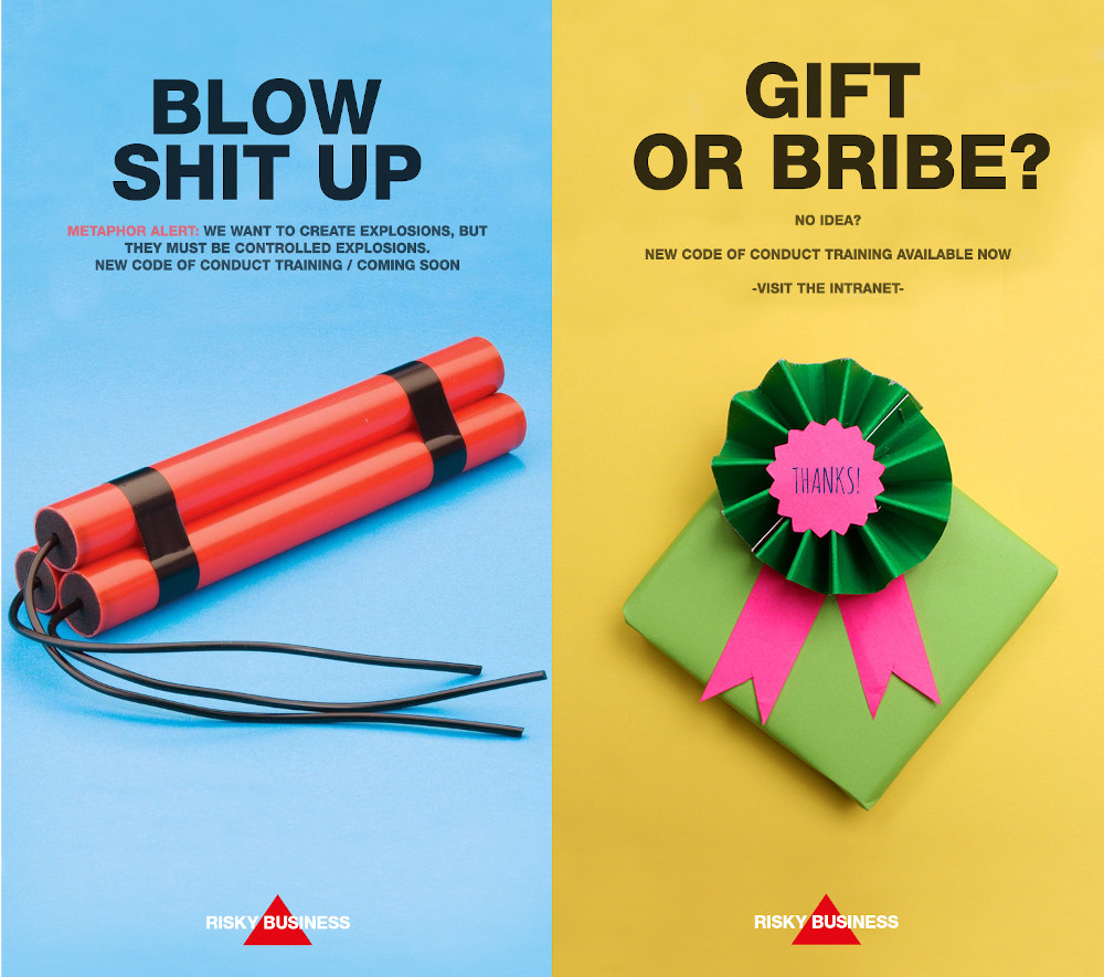 Two posters for Blow Shit Up and Gift or Bribe