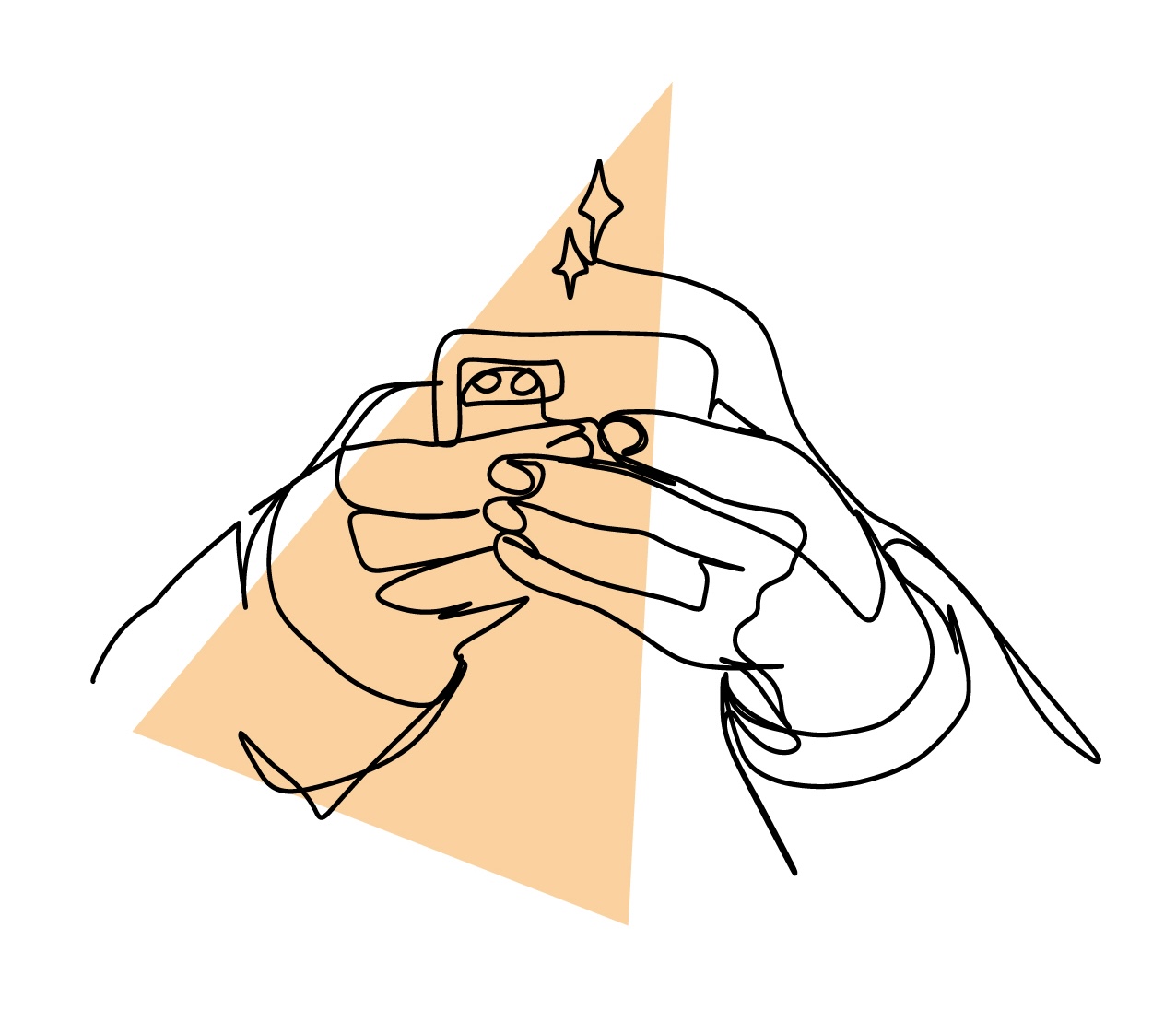 drawing of person using AI on their phone