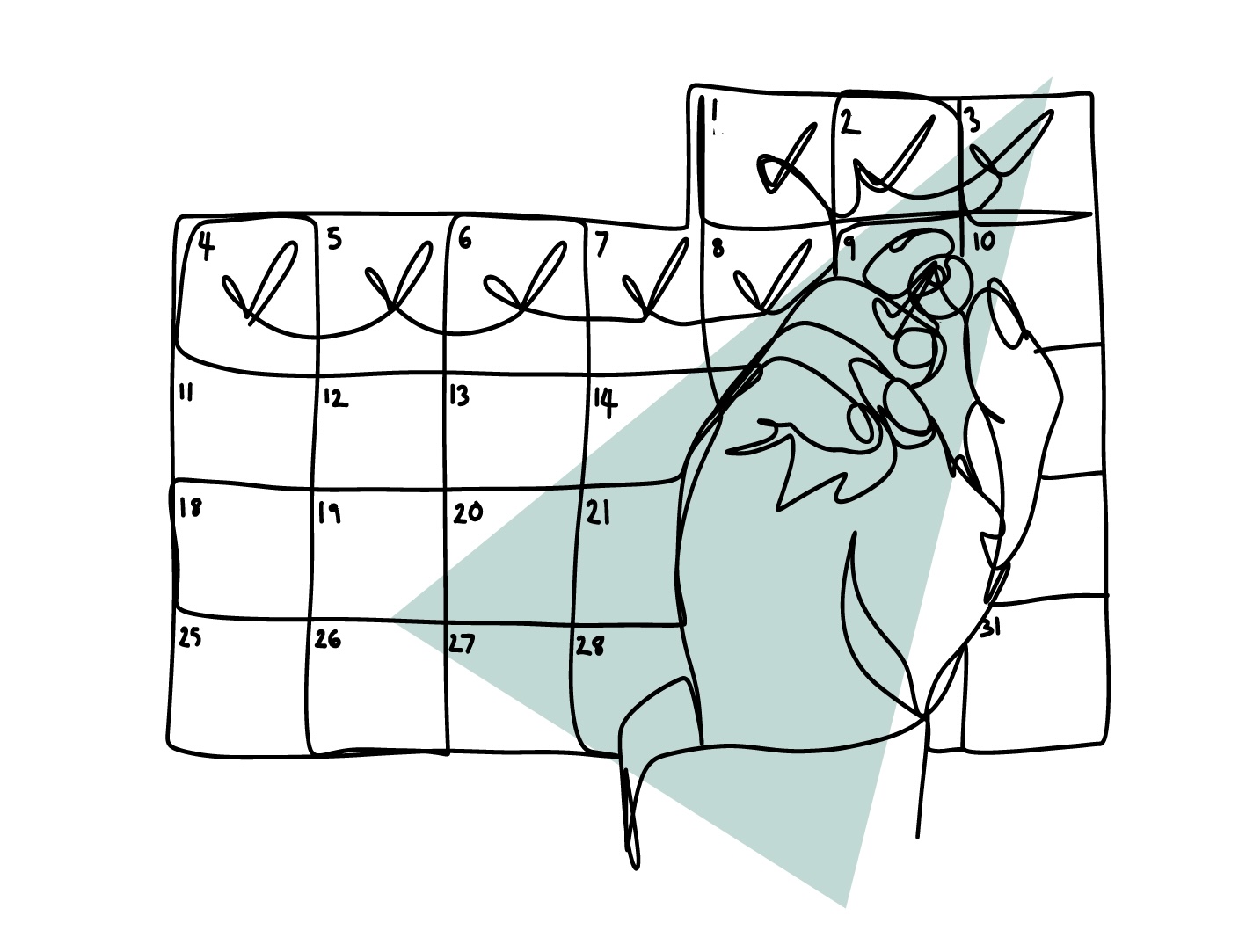 drawing of a calendar to show habits